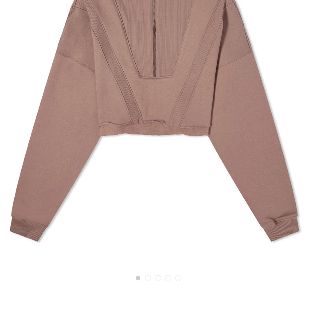 JOAH BROWN HALF ZIP CROP SWEATshirt PEPPERCORN medium large - Picture 8 of 10